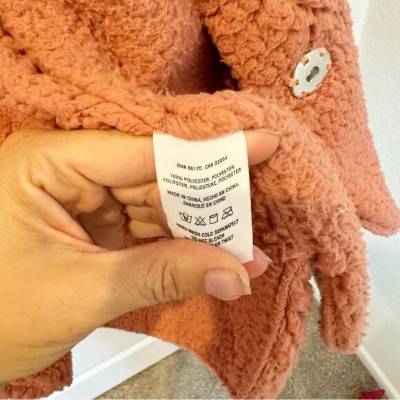 Anthropologie Pink Sherpa Hidden Button Up Jacket XS - Picture 7 of 7